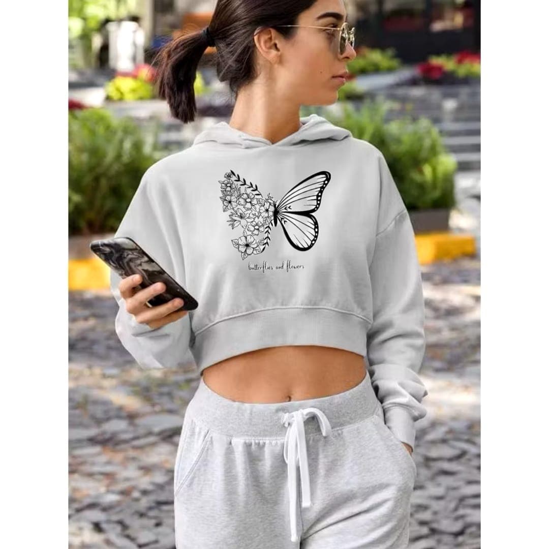 Cropped feminino com capuz
