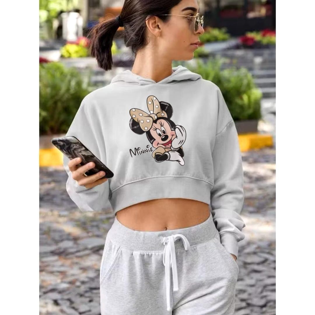 Cropped feminino com capuz