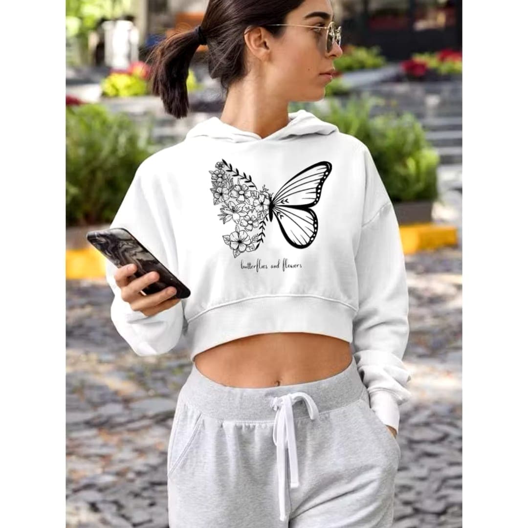 Cropped feminino com capuz