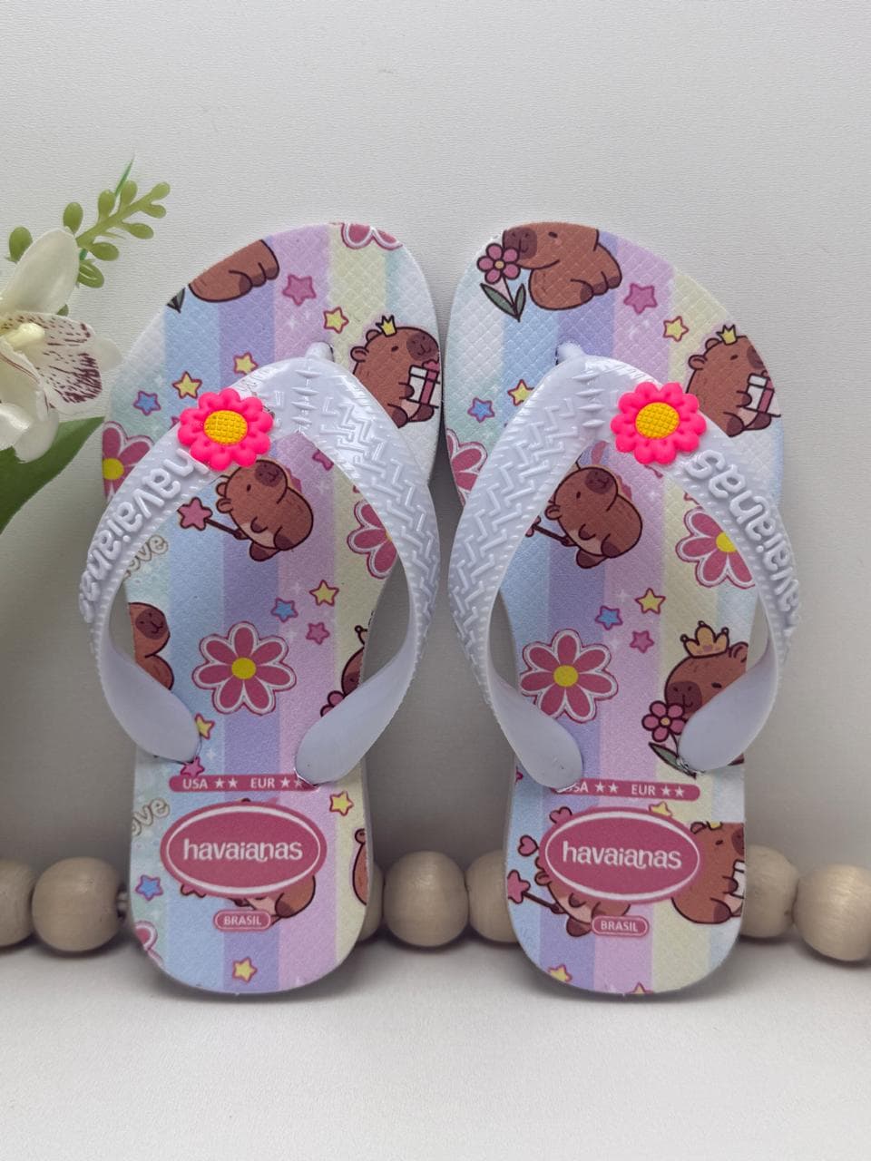 Chinelo Infantil Stitch Lilo E Stitch Menina Havaianas Com Aplique Pins