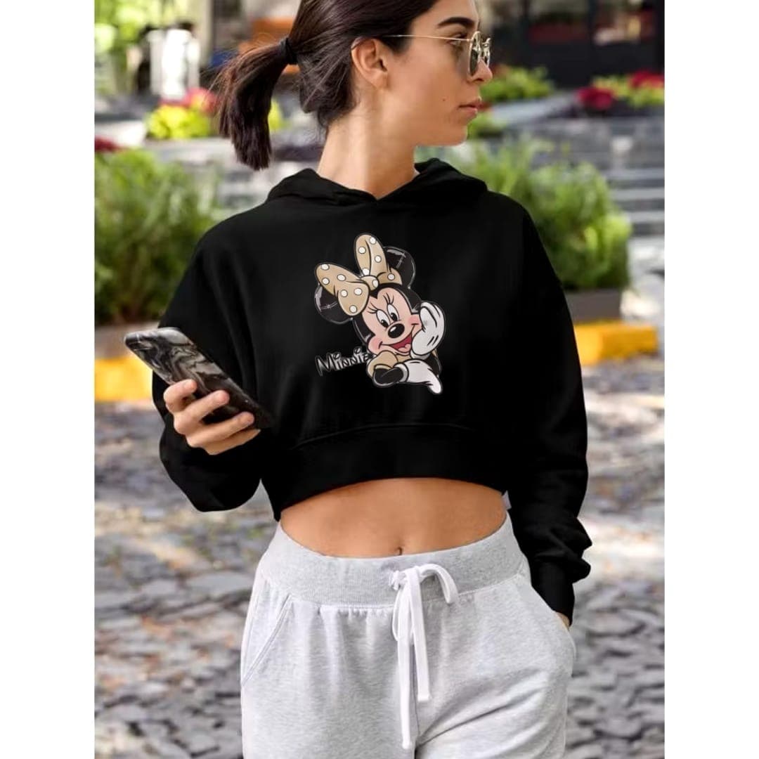 Cropped feminino com capuz